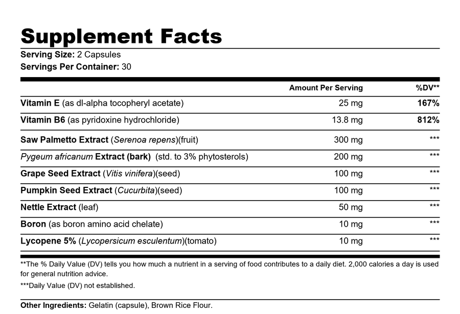 Corven supplement facts panel
